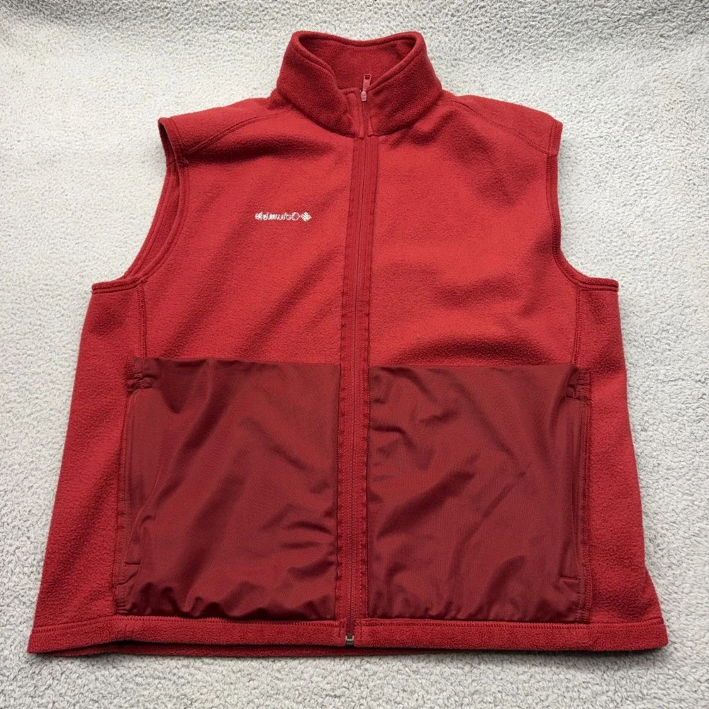 Columbia WM6747‎ Mens Size XXL Red Cathedral Peak II Full-Zip Fleece Vest